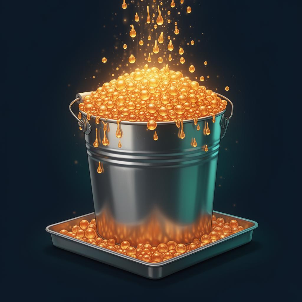 Sealed bucket overflowing with leads, illustrating a connected growth system that captures every opportunity