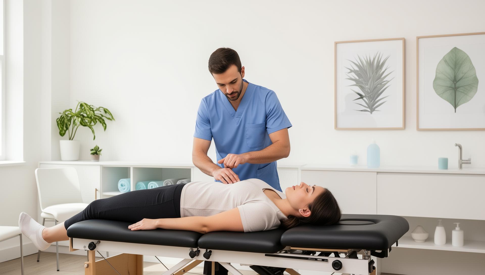 Professional chiropractor treating patient